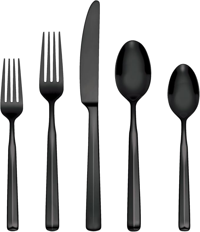 Oneida 897335 Ryder Satin Black 20-Piece Flatware Set
