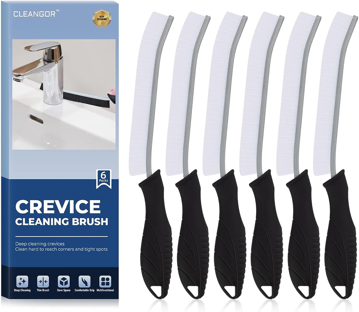 Crevice Cleaning Brushes, Cleaner Scrub Brush Tool for Hard to Reach Tight Space, Home Essentials, Cleaning Supplies for Shower, Bathroom, Kitchen, Toilet, Window