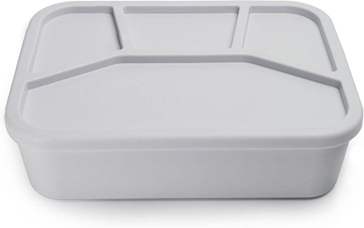 Ullabelle Leak Proof Bento Box Food-Grade Silicone Bento, BPA, Phthalate, Lead, & PVC Free - Bento Lunch Box for Daycare, Kids, & Adults - Leak Resistant Sets With Lids Snack Box Container (Grey 4)