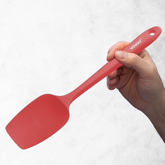 Silicone Spatula Set, High Heat Resistan Rubber Spoon Spatula, Non-Stick Spoonula with Seamless One Piece Design, Flexible Scrapers Baking Mixing Tool,3 Pack,Red