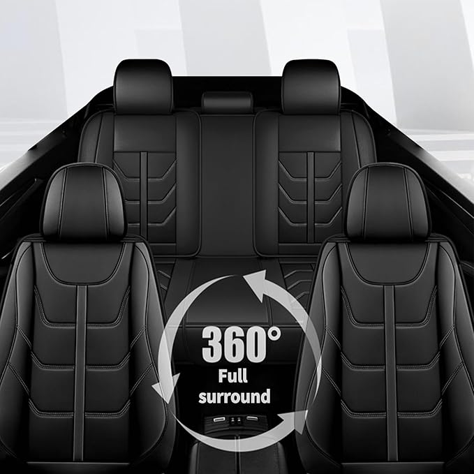 TTX LIGHTING Car Seat Covers fit for Mazda CX-5 2013-2026 Full Set: Premium Leather Automotive Seat Cover with Airbag Compatible Waterproof (5 Seats, Black)