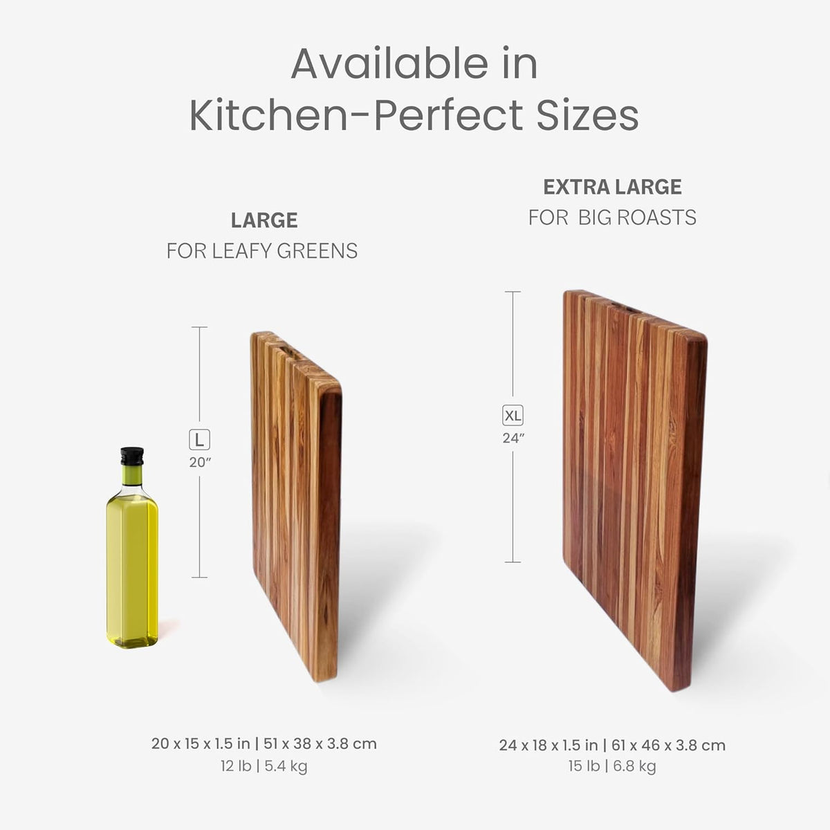 Teakhaus Carving Board and Cutting Board Oil Set - Includes Large (L) Wood Cutting Board with Grip Handles and EON Food Grade Mineral Oil - Knife-Friendly - FSC Certified
