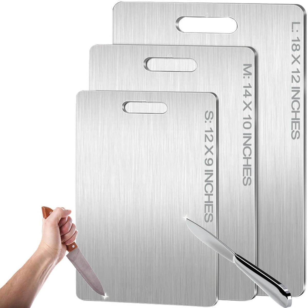 Titanium Cutting Boards for Kitchen - 100% Pure Titanium Cutting Board - Double Sided Food Grade Quality Cutting Boards - Easy to Clean and Store (12"L x 9"W)