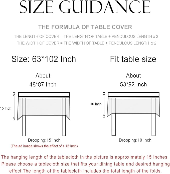patdrea Designer French Linen Long Tablecloth for Rectangle Table,Beige Anti-Wrinkle Floral Farmhouse Table Cloth,Decor Covers for Kitchen Dining,Tea Party,Christmas,Thanksgiving,63"x102"-Fram