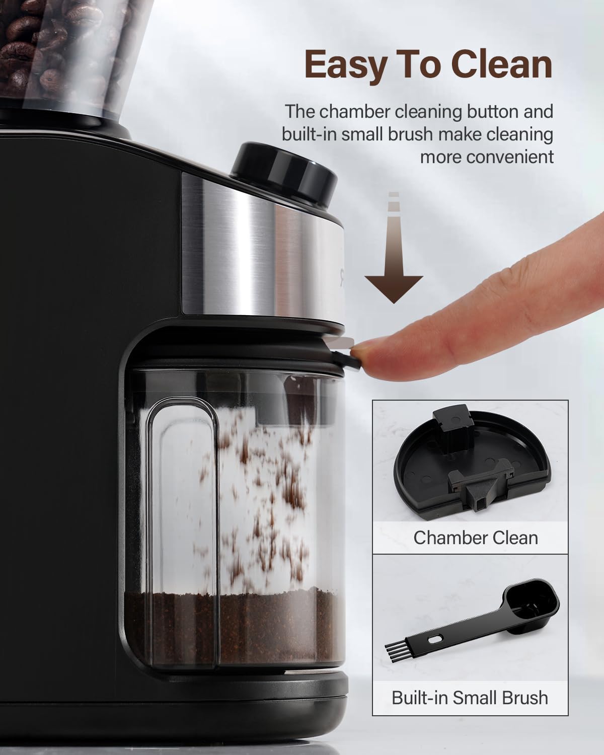 SHARDOR Electric Burr Coffee Grinder, 32 Precision Grind Settings, 40-Second Adjustable Timer, Chamber Cleaning Button, Designed for Coffee Enthusiasts