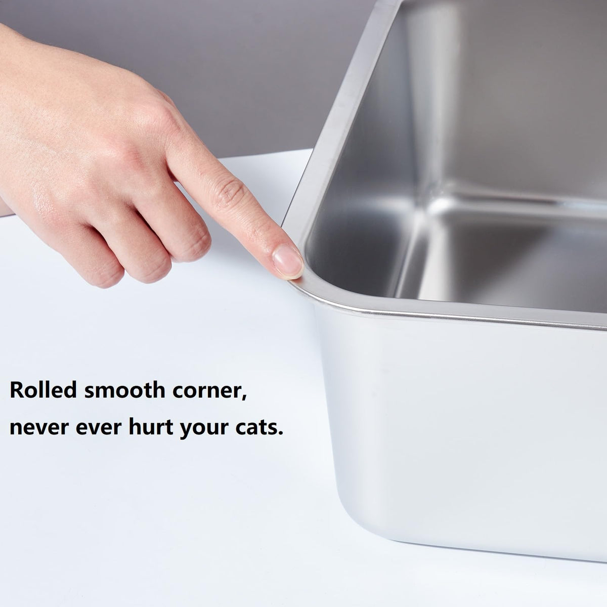 Nyutu XL Stainless Steel Litter Box with Lid, Extra Large Cat Litter Box