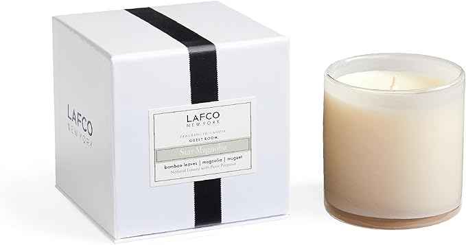 LAFCO New York Classic Candle, Star Magnolia - 6.5 oz - 50-Hour Burn Time - Reusable, Hand Blown Glass Vessel - Made in The USA