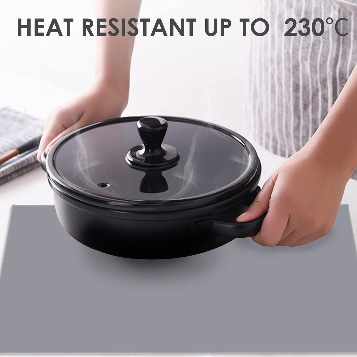 Extra Large Silicone Mats For Kitchen Counter, 27.6'' x19.7'' Silicone Placemats for Kids, Nonstick Nonskid Silicone Mat for Baking Crafts, Waterproof Heat Resistant Mat Coffee Mat, Dark Gray, 1Pcs