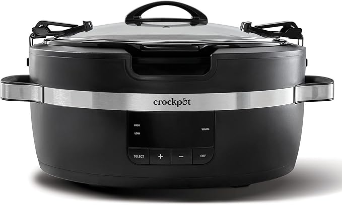 Crock-Pot Thermoshield Slow Cooker with Easy Carry Handles | 6 Quart Manual Slow Cooker, Black