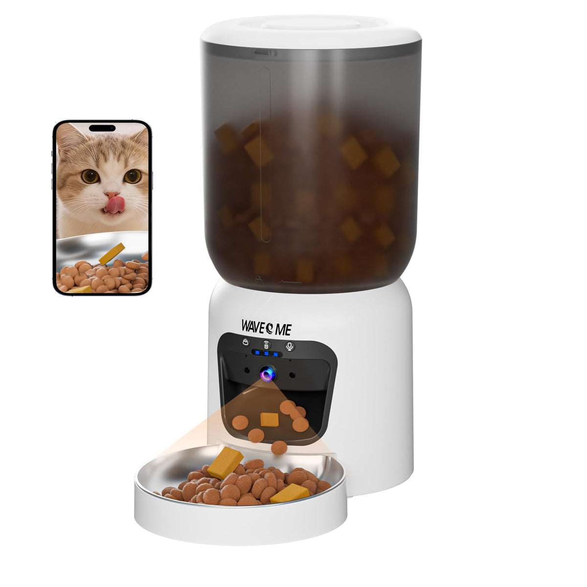 WAVEEME Automatic Cat Feeder with 3MP Camera, 6L Smart Pet Feeder