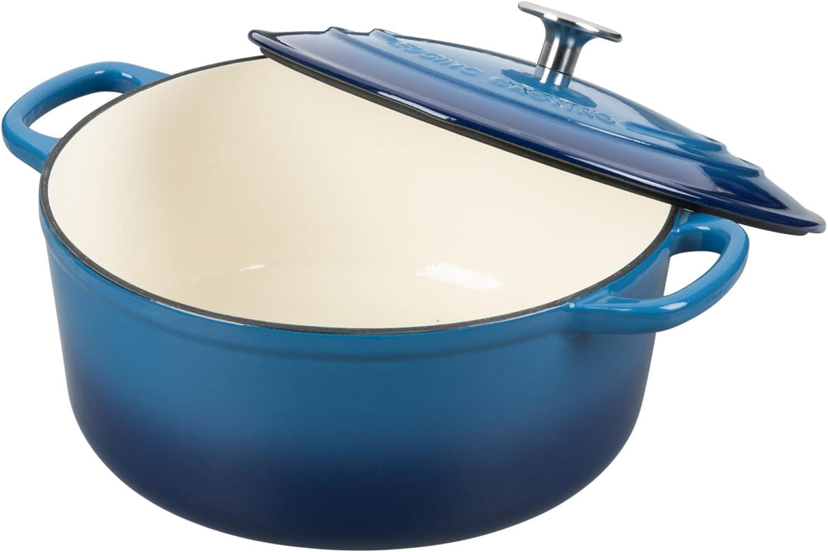 Enameled Cast Iron Dutch Oven Pot With Lid for Cooking, Bread Baking, Bread Oven, 5.5 Quart, Lake Blue