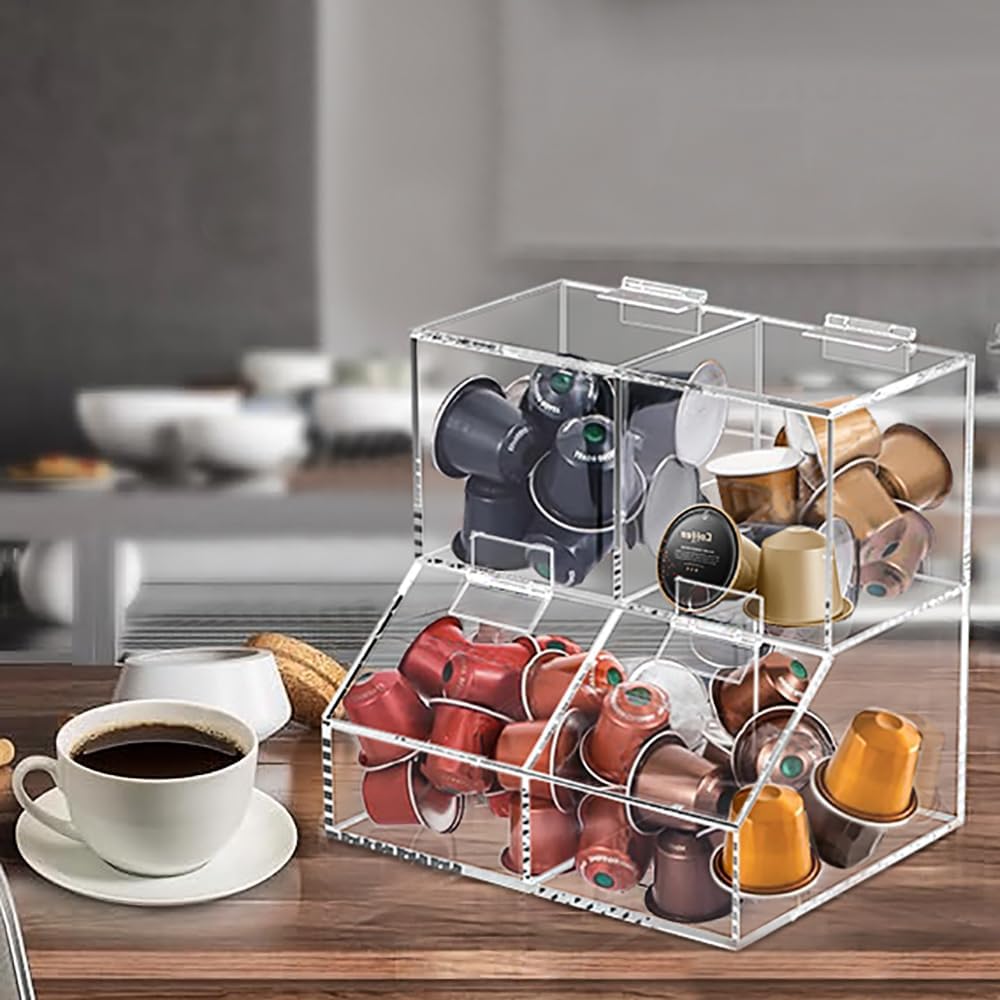8611 Clear Countertop Storage for Coffee Capsules, Acrylic Holder Organizer, Coffee Filter Holder, Pods Holder for Counter