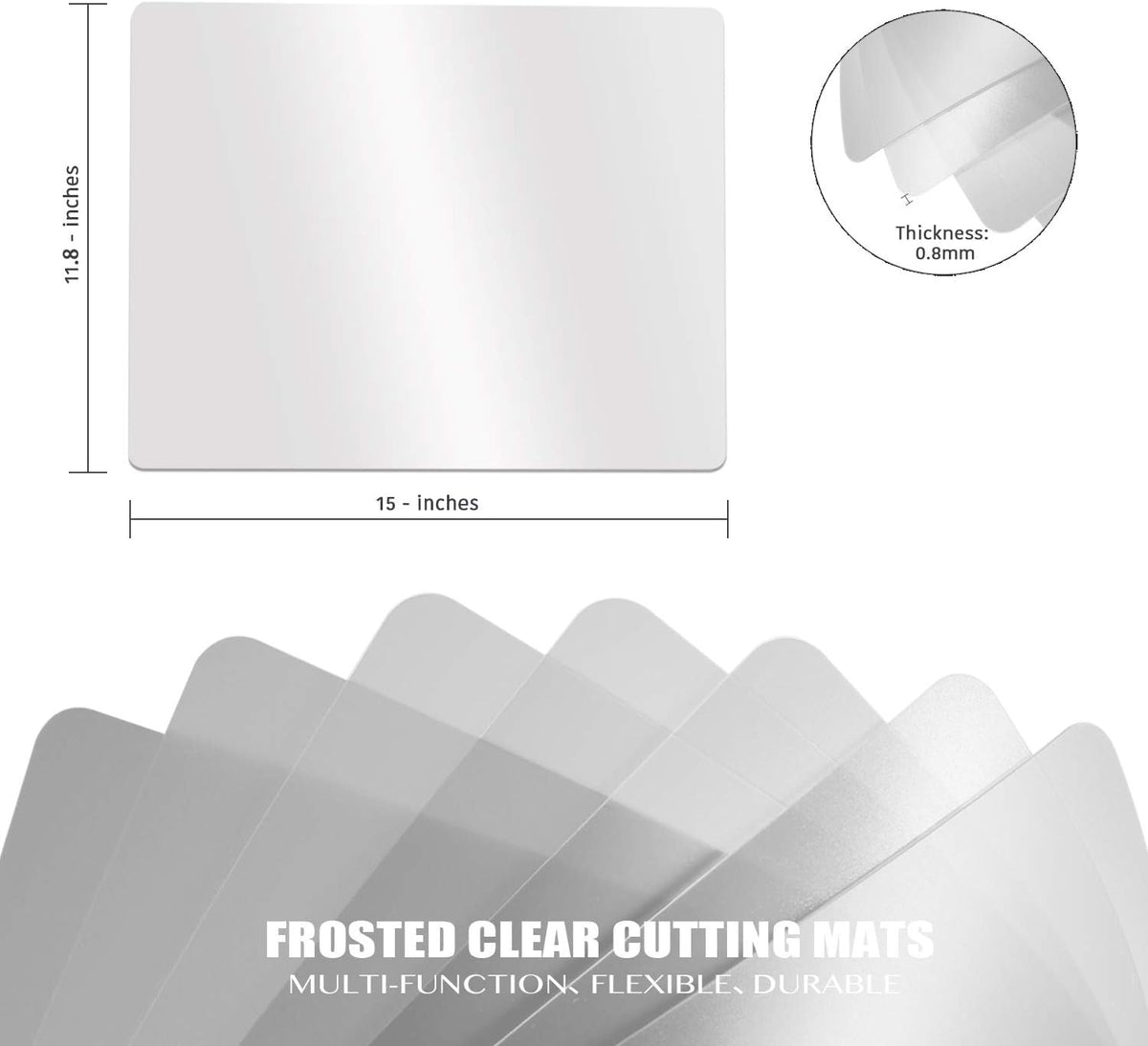 Fotouzy Plastic Cutting Board Set of 7, Frosted Clear Flexible Cutting Mats, BPA-Free, Non-Porous, Dishwasher Safe, Transparent