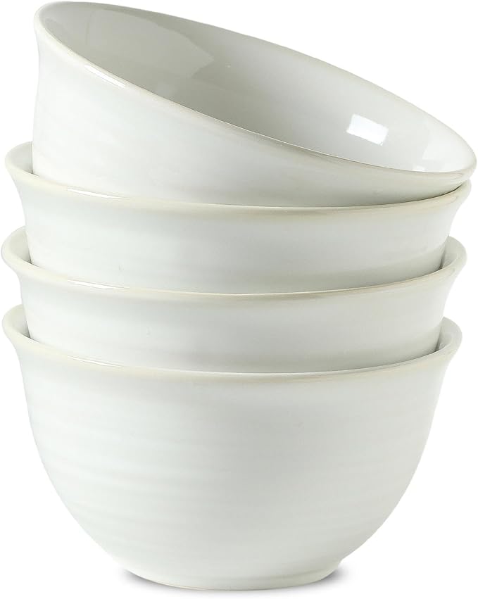 Hasense Soup Bowls, 40 Ounce Large Cereal Bowls for Kitchen, 7 Inch Ceramic Serving Dishes for Salad Pasta Oatmeal, Dishwasher and Microwave Safe, Clay-Infused White