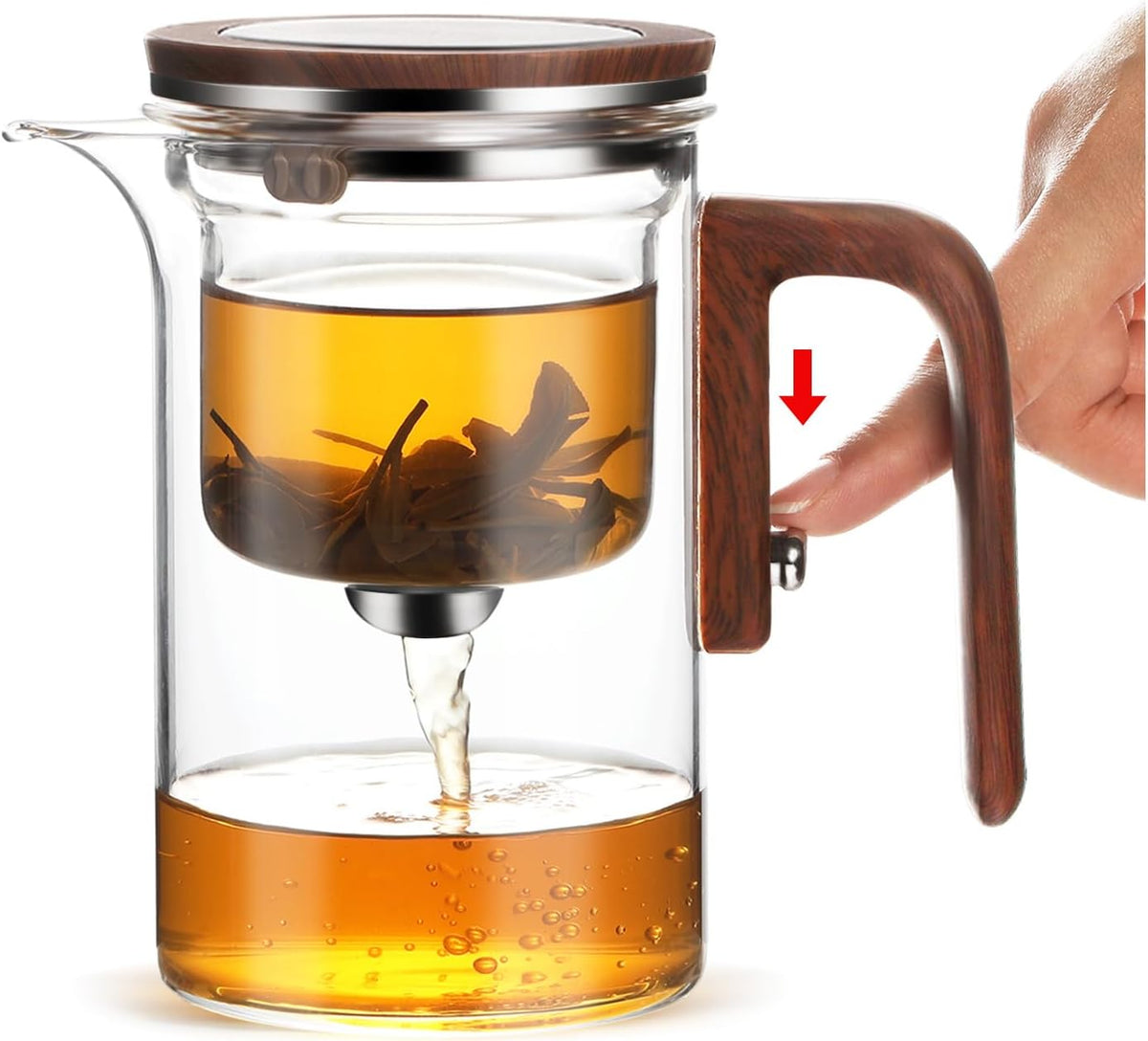 Enchanti Tea Pot - 600ml/20.3oz Witchcraft Magic Glass Teapot, Magnetic Water Separation Design, Borosilicate Infuser Pot with Strainer for Loose Leaf & Herbal Teas, Ideal for Tea Maker