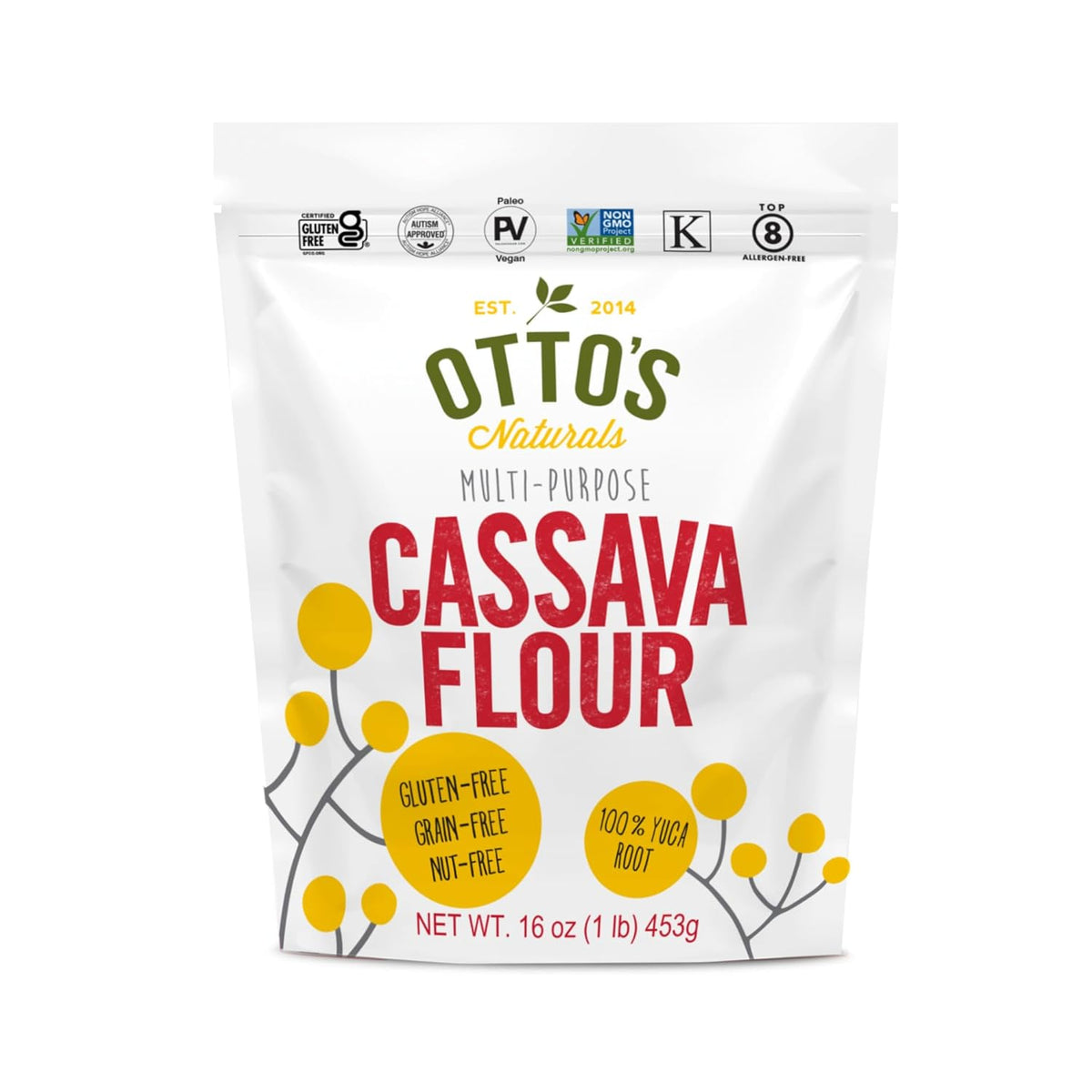 Otto's Naturals Multi-Purpose Cassava Flour, Non-GMO, Gluten-Free, Grain, Nut and Gum-Free, 1-to-1 Wheat Alternative, Paleo, AIP, 1 lb