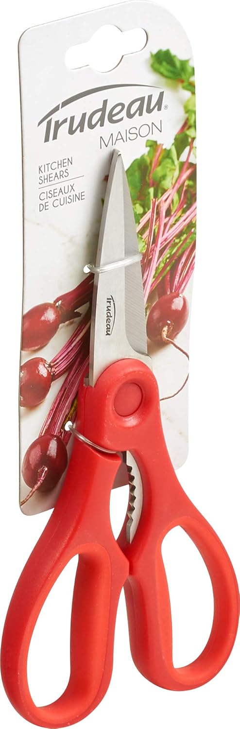Trudeau Detachable Kitchen Shears - Sharp, Versatile Scissors in Paprika Red - Easy Cleaning & Multipurpose for Cooking, Herbs, and Meat