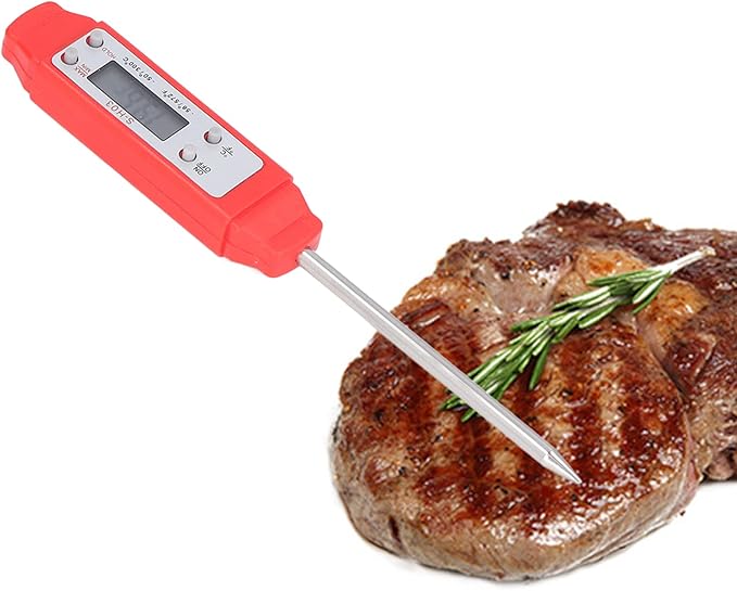 Digital Food Thermometer, Digital Food Thermometer Automatic Calibration Pen High Accuracy Electronic Pocket Thermometer Yellow for Home Use, Multifunctional Accessory (Red)