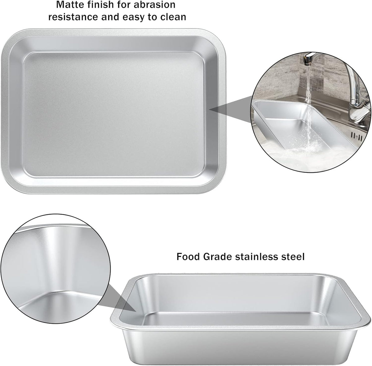 only fire Stainless Steel Baking Pan Roaster Ovens Cookie Sheet Barbeque Grilling Pan for Baking Breads, Grilling Chicken, Vegetables, Easy to Clean & Dishwasher Safe