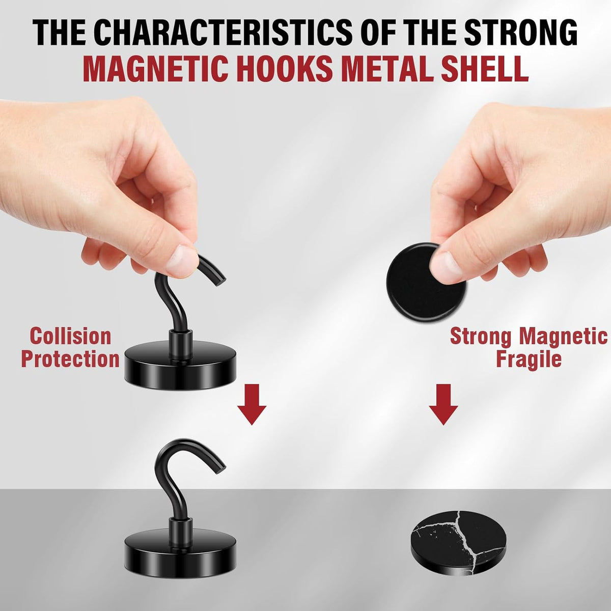 Magnetic Hooks, 110Lbs Black Heavy Duty Magnets Magnetic 2025 Cruise Cabins Ship Essentials Strong Magnet Hook for Classroom Home Refrigerator Door Fridge Camping Hanging 12 Pack