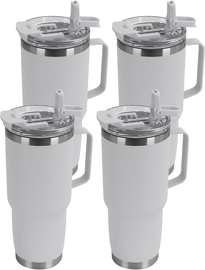 HASLE OUTFITTERS 30oz Tumbler Bulk with Handle, Insulated Travel Coffee Mug Set with Handle Leak-Proof Double Wall Stainless Steel Vacuum Tumblers Pack Metal Cup for Hot and Cold Drink