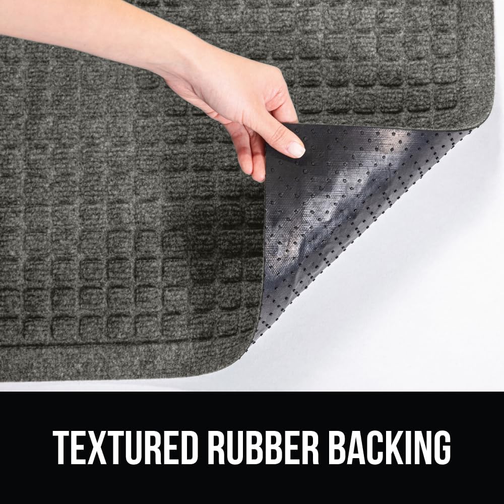 GORILLA GRIP Front Door Mat, 47x35, Indoor Outdoor Ultra Absorbent HydroAbsorb Doormat, Absorbs Up to 6 Cups of Water, Stain and Fade Resistant, Rubber Backing Doormats, Captures Dirt, Gray