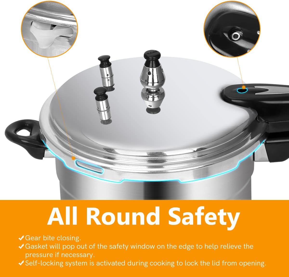 5.3 Quart Pressure Cooker, 10 Psi Induction Compatible Pressure Canner w/Multiple Pressure Control & Protection, Canning Rack Included