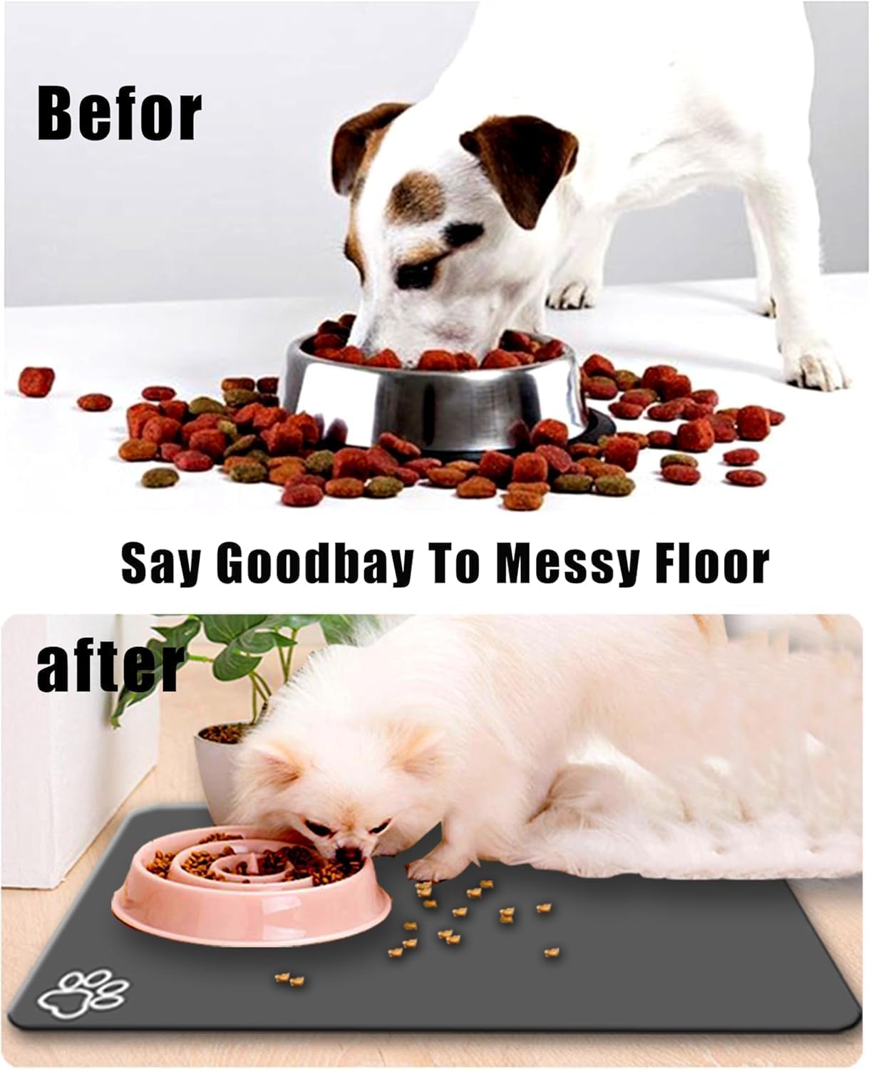 Large Boho Dog Food Mats for Floors, Absorbent Dog Bowl Mat for Food and Water Dispenser Mat, Quick Dry Cat Food Mat Pet Supplies (Light Vintage, 36 * 16)