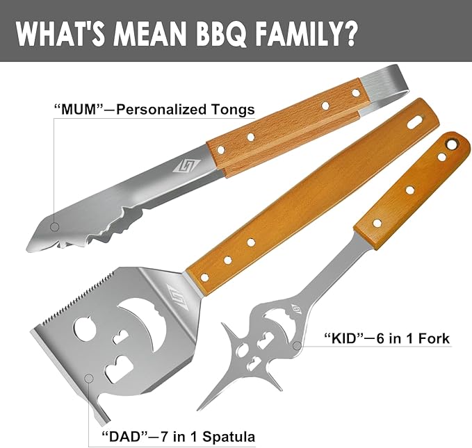 BBQ Tools Grill Set, Extra Long BBQ Accessories,Grill Accessories for Outdoor Grill,Best BBQ Grilling Gifts for Men Unique