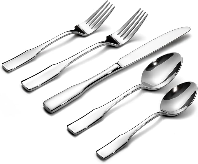 Alata Kate 40-Piece Silverware Set,Service for 8,Stainless Steel Flatware Set,Mirror Polished Cutlery Set,Dishwasher Safe