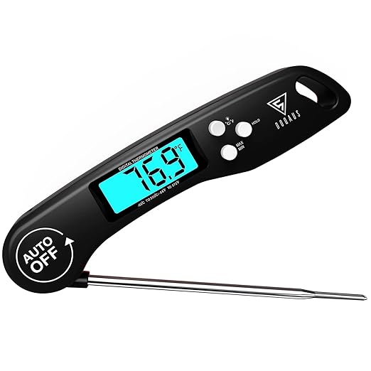 DOQAUS Digital Meat Thermometer, Instant Read Food Thermometers for Cooking, Kitchen Probe with Backlit & Reversible Display, Wide Temperature Range for Turkey, Grill, BBQ, Baking, Bread, Sourdough