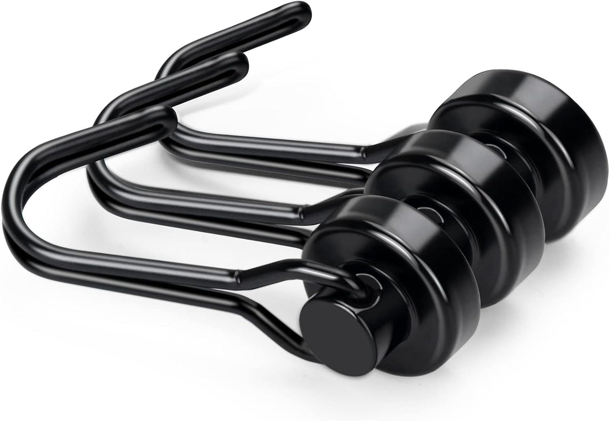 E BAVITE Black Swivel Swing Magnetic Hooks, Strong Neodymium Rare Earth Magnet Hook Perfect for Refrigerator and Other Surfaces, Pack of 3