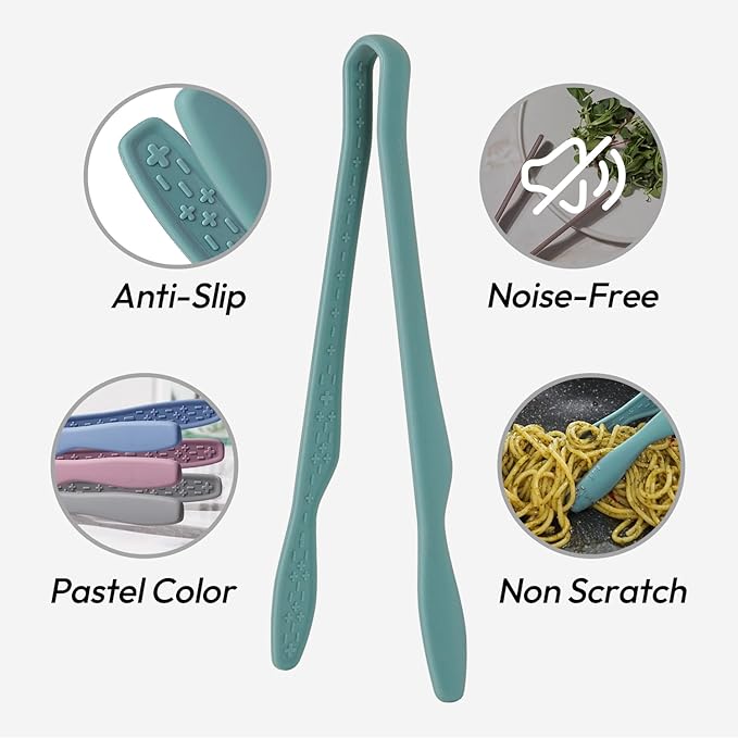 carrotez Silicone Tongs for Cooking, Anti-Slip,Non-Scratch Kitchen Tongs 9.5 inch Silicone Tongs 1Pack - Green