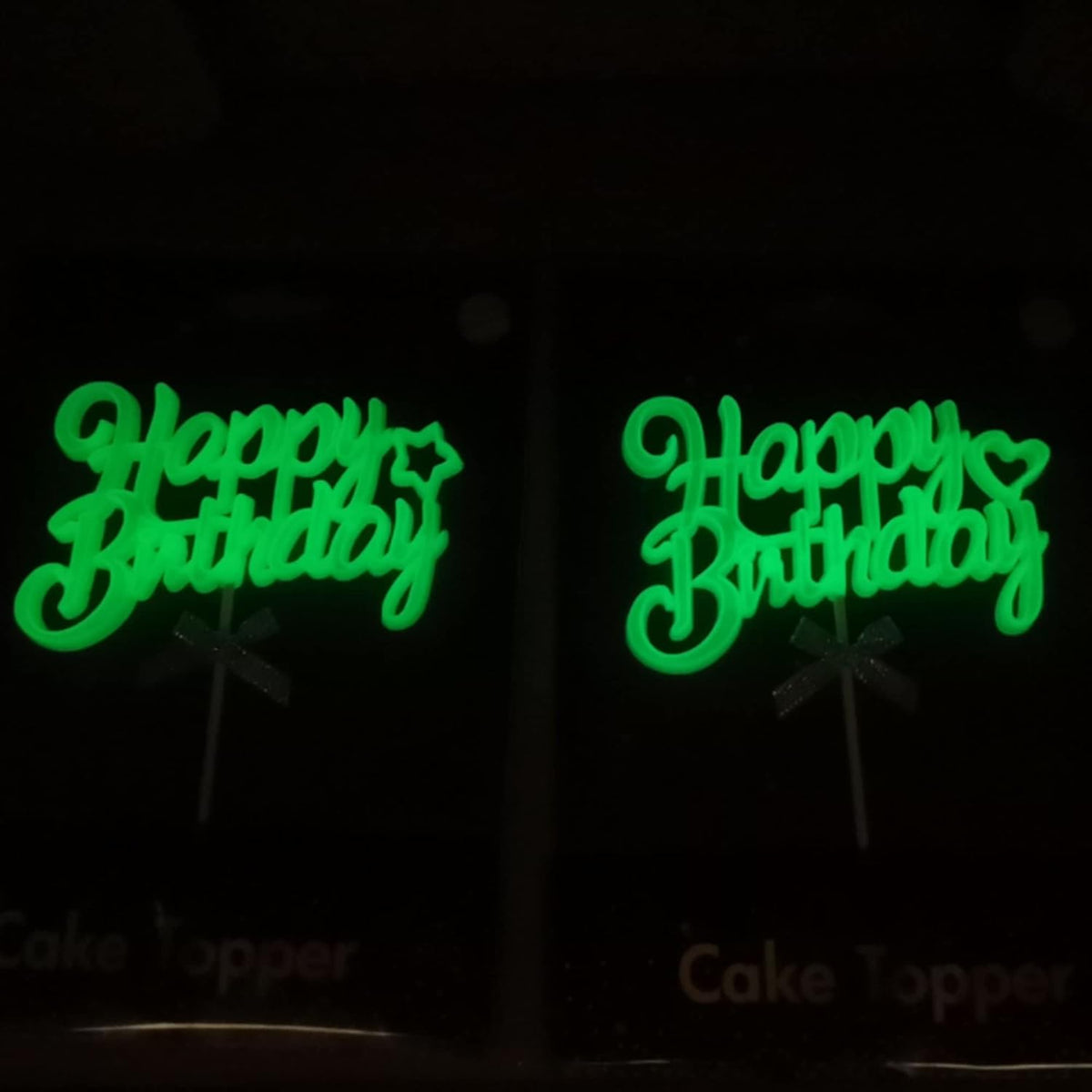 Glow Party Neon Birthday Cake Toppers Happy Birthday Cake Topper 3D Green Cake Decorations