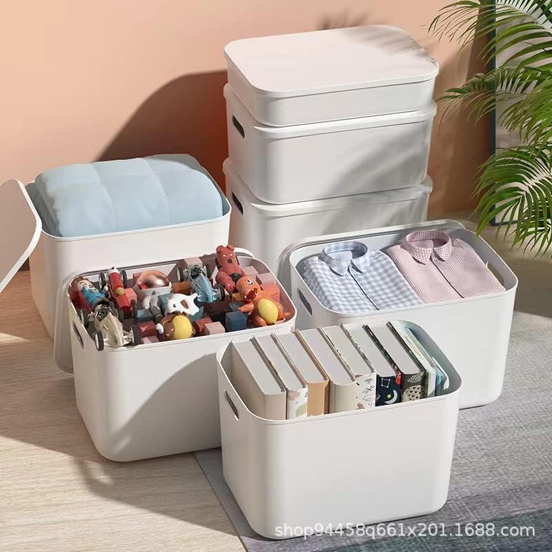 Set Of 4 Plastic Storage Bins with Lids,"10.5×8×5.5" Versatile Kitchen Pantry Organization and Storage,for Plastic Storage Container Under Bed,Under Sink Bathroom Organizer (4 Pack Medium,