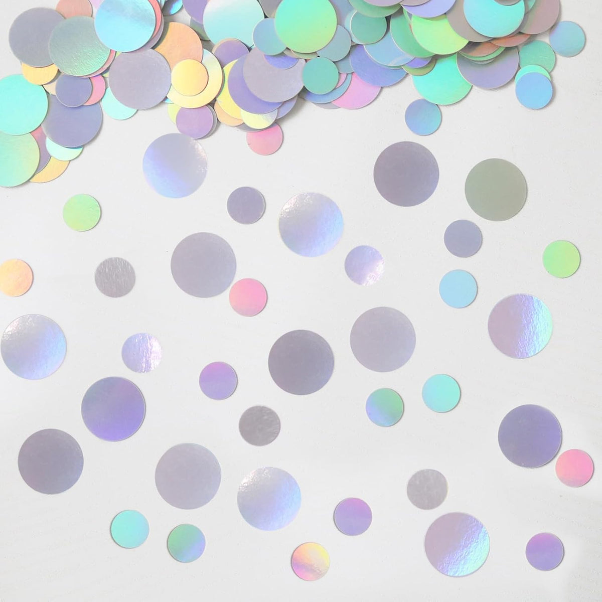 400PC Circle Dots Iridescent Confetti for Birthday Decorations Round Table Scatter for Wedding Baby Shower Bachelorette Bridal Shower Party Supplies