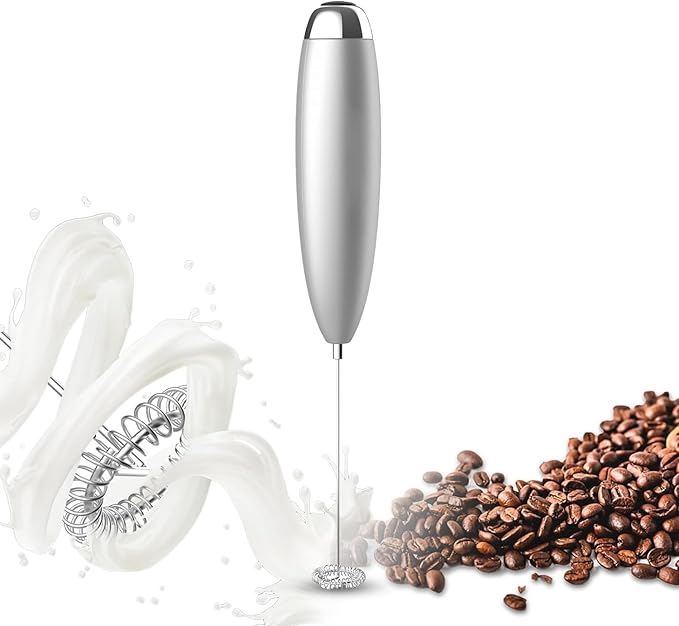 Milk Frother, Coffee Frother Handheld, Hand Mixer, Upgraded Motor Electric Whisk Durable Low Noise Mini Drink Mixer Portable Foam Maker For Cold Milk Bulletproof Coffee Latte, Sliver