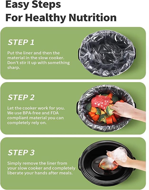 KOOC Slow Cooker Liners 13"x21" 20 Count Cooking Bags Pot Liners Disposable Bags Fit 3 qt to 8.5 qt Slow Cooker BPA Free, 2 Packs (20 Liners Total)