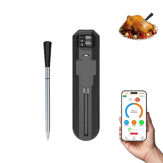 Wireless Bluetooth Meat Thermometer, 820ft Range, VA HD Digital Display, Instant Read, Waterproof Probe for Grilling, Oven, Air Fryer, Smoker, Turkey, Steak, Kitchen Cooking