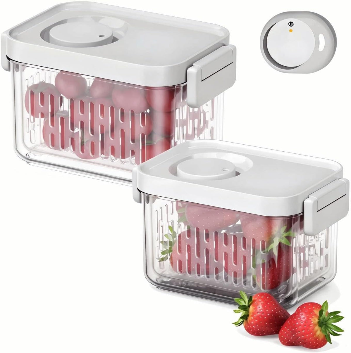 vacane Dishwasher Safe Berry Keeper, Produce Saver, Clear Fruit Containers, BPA-Free Lettuce Keeper, Keep Food Fresh, 3.8 Cup