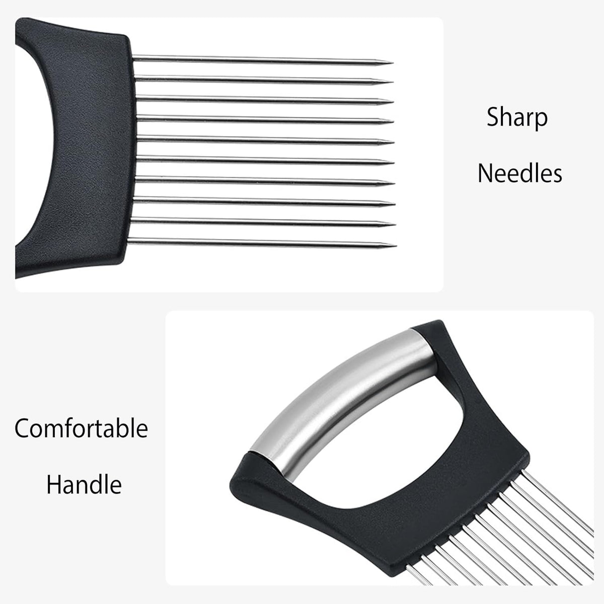 Stainless Steel Onion Slicer Holder, Onion Holder for Slicing & Onion Cutter, Tomato Slicer for Vegetables (Onions, Tomatoes, Potatoes, Avocados, Eggs), Kitchen Slicing Assistant Tool (A-1 PCS)