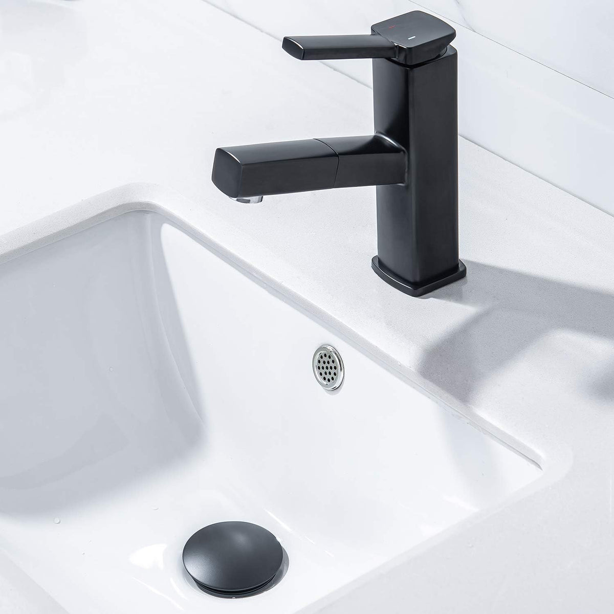 KAIYING Pop Up Drain, Bathroom Sink Drain Stopper with Overflow, Vessel Sink Drain Assembly with Detachable Basket Stopper, Anti-Explosion and Anti-Clogging Drain Strainer (Matte Black)