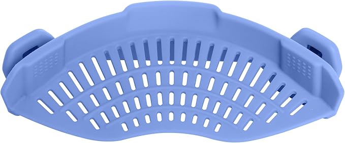 AUOON Large Clip On Strainer Silicone for All Pots and Pans, Pasta Strainer Clip on Food Strainer for Meat Vegetables Fruit Silicone Kitchen Colander