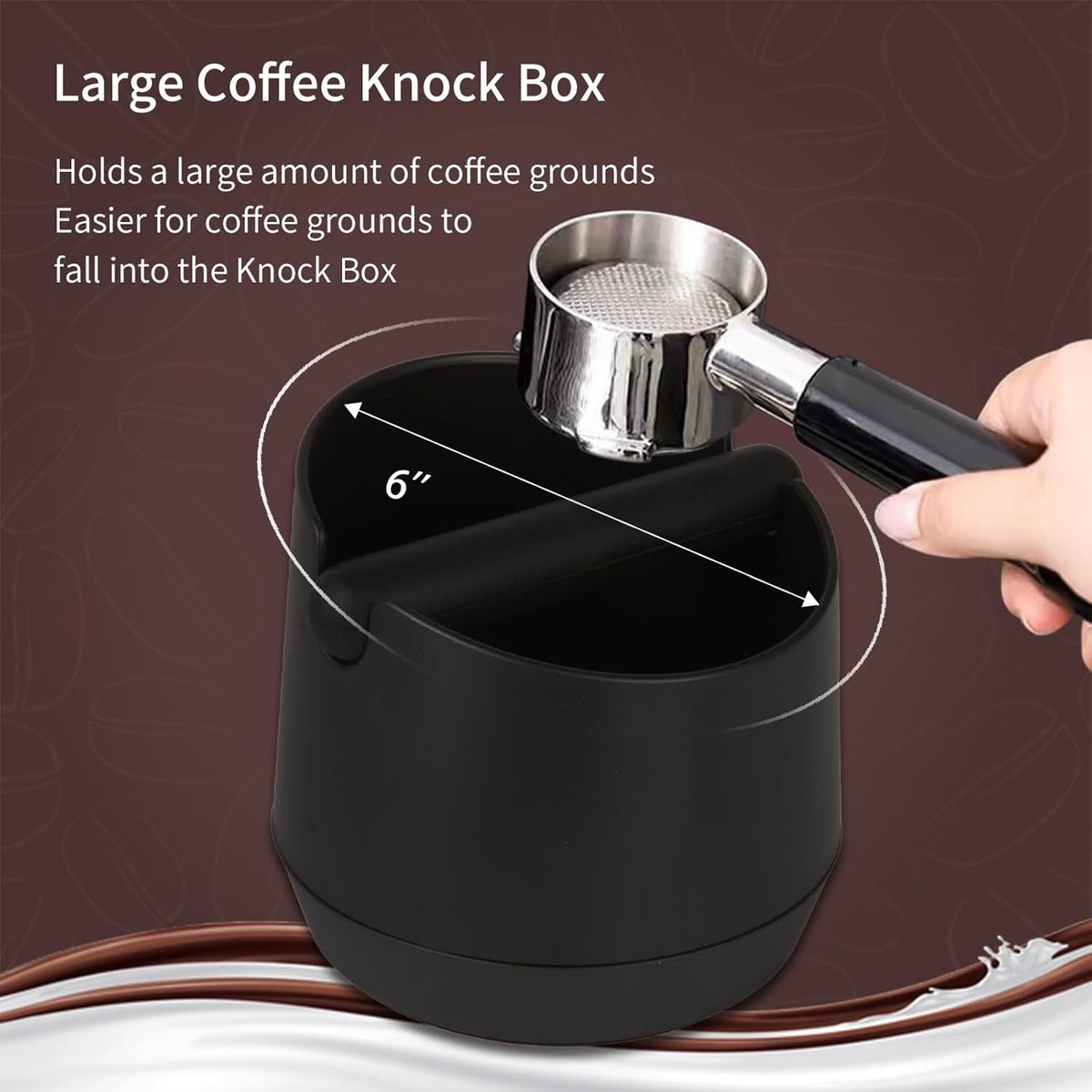 Knock Box 6 Inch Espresso Knock Box Shock-Absorbent Knock Box Espresso with Removable Knock Bar and Non-Slip Base Espresso Machine Accessories for Home/Office