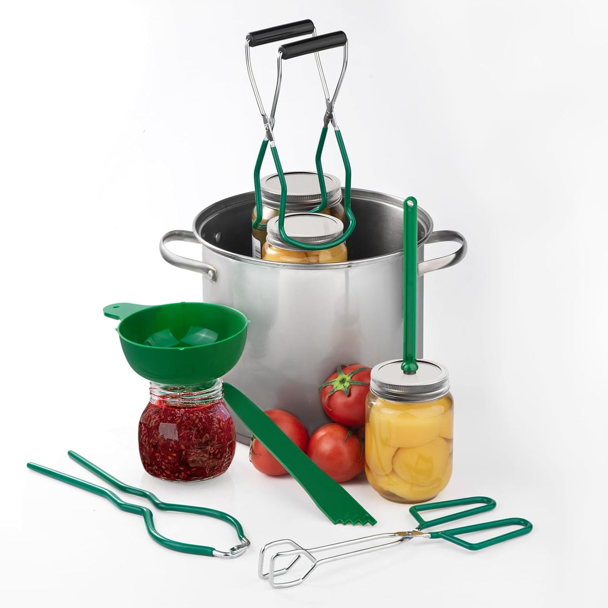 Canning Supplies Set - 6 Essential Tools for Canning Enthusiasts and Beginners - - Mason Jar Lifter, Funnel & Wrench, Tongs, Bubble Popper, Magnetic Lid Lifter for Water Bath & Pressure Canner