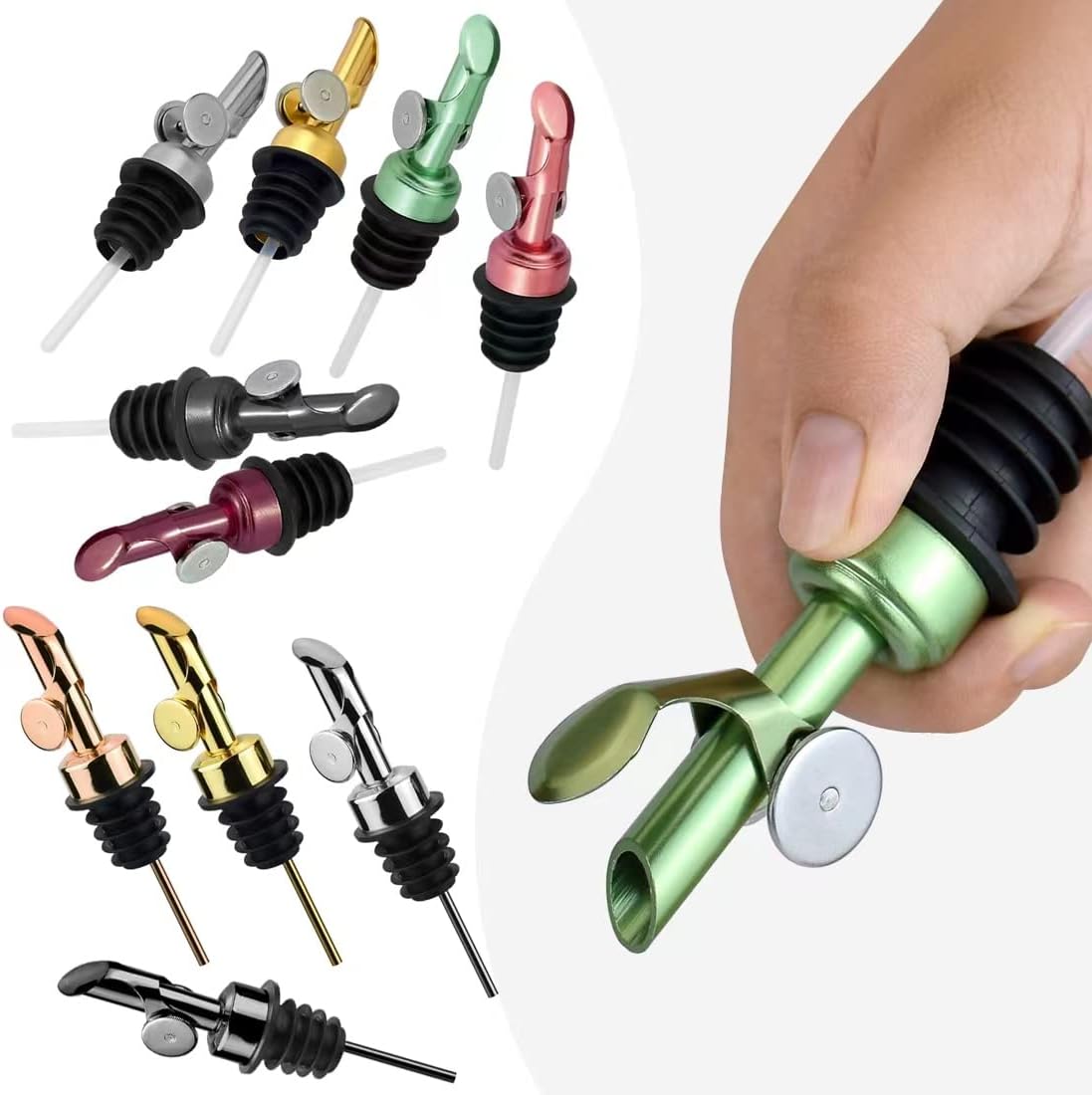 MEETSWEET Olive oil dispenser spout, pour spouts，304stainless steel automatic opening and closing spout, leak-proof, for olive oil, vinegar, wine and other liquid bottles (304gold)