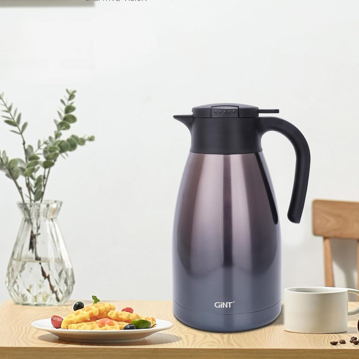 GiNT 2.2L / 74Oz Thermal Coffee Carafe, Insulated Stainless Steel Coffee Carafes for Keeping Hot/Double Walled Vacuum Thermal Carafe (Purple)