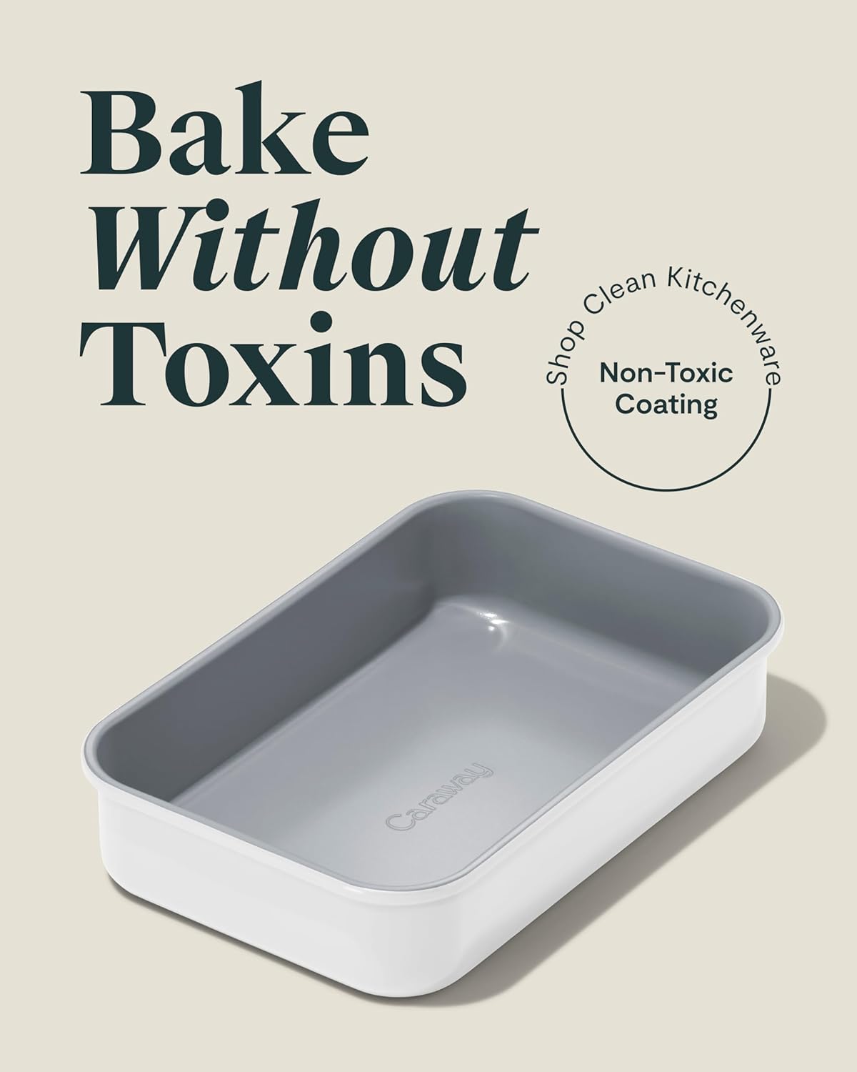 Caraway Nonstick 9” x 6.5” Small Rectangle Baking Pan Duo – Non-Toxic, PTFE & PFOA Free – Aluminized Steel Core – Deep Ceramic Baking Pan for Casseroles, Lasagna & More - White