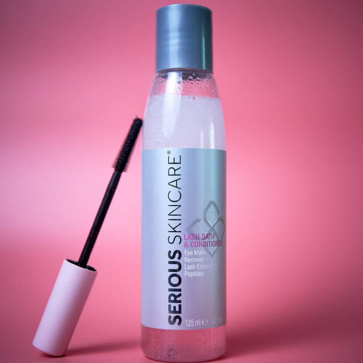 Serious Skincare Lash Bath & Conditioner - Double Action Eye Makeup Remover - Oil Free - Enhancing Peptides Promotes Eyelash Growth - Clover Flower - Effortlessly Removes Waterproof Mascara - 4 oz.