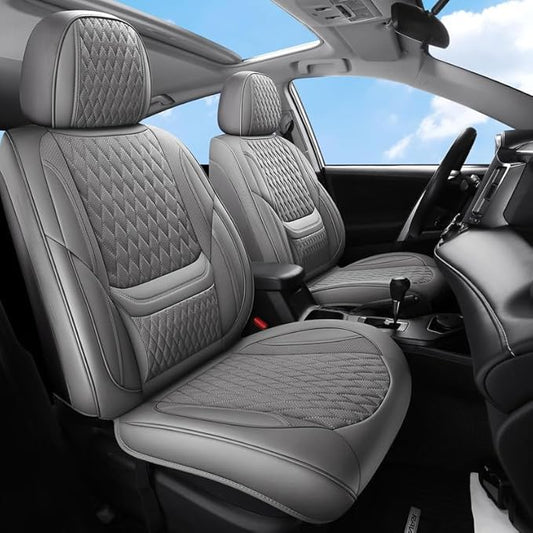 Car Seat Covers Full Set Custom Fit for Chevrolet/Chevy Cruze 2011-2019 - Premium Faux Leather with Lumbar Support | Breathable, Waterproof, Anti-Slip, Durable (Gray,Full Set)